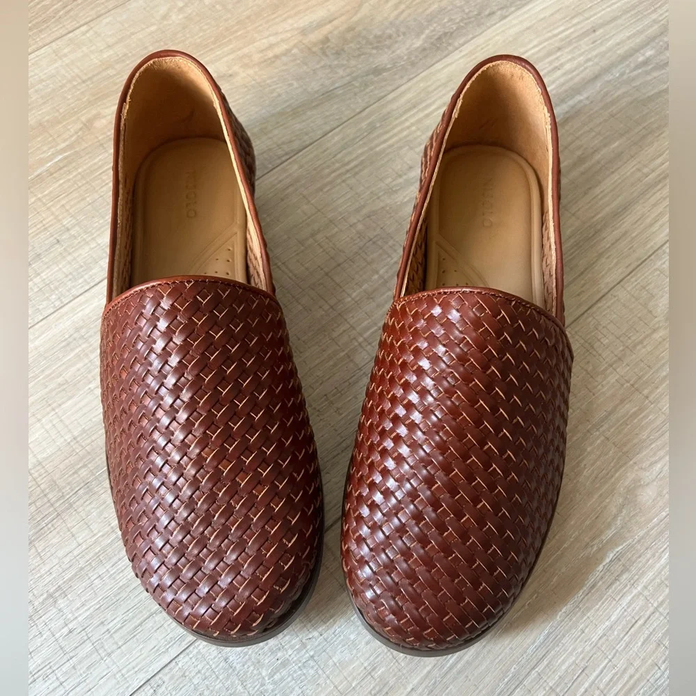 NEW Nisolo Alejandro slip on leather shoe woven brandy - Picture 12 of 13